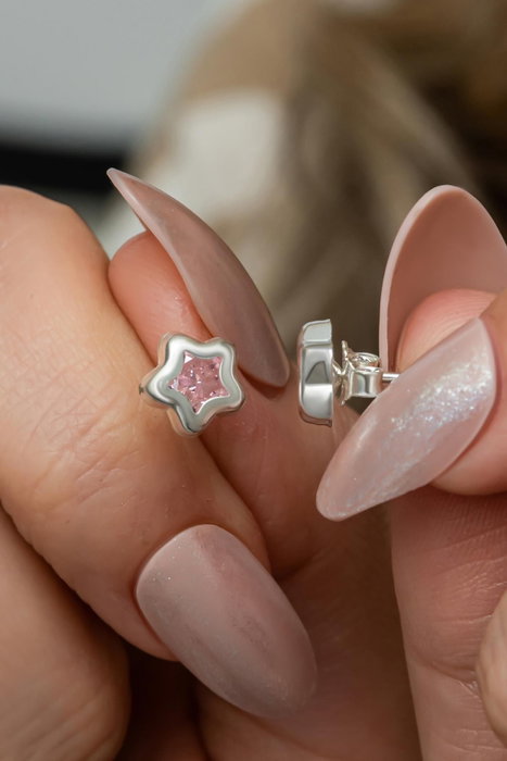 Heliophilia Silver Pendientes de Plata de Ley 925 con Circón Rosa Heliophilia Silver Pendientes de Plata de Ley 925 con Circón Rosa